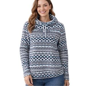 Vineyard Vines Nordic Patterned Fleece Funnel Neck Pullover